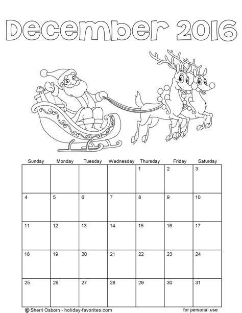 Printable December Calendar Pages Holiday Favorites