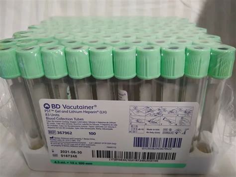 Bd Vacutainer Green Top Tube Pack Of Expiration