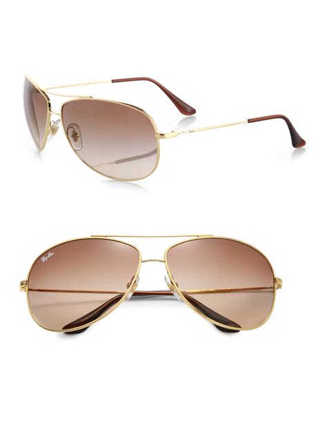 ray ban buble wrap aviator sunglasses in gold metallic for men lyst
