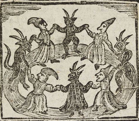 Woodcut Depicting Witches And Demons Taken From A Chap Book