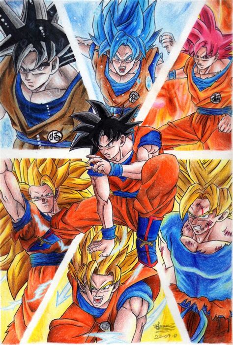 Goku Y Todas Sus Fases Personajes De Dragon Ball Dibujo De Goku Dibujos