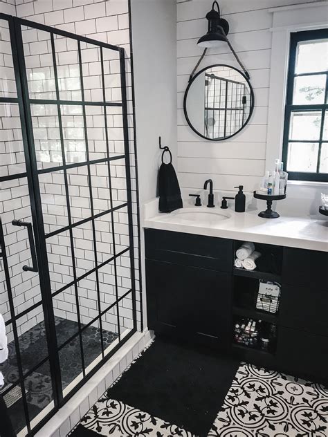 Black And White Bathroom Repose Gray Walls Matte Finish Subway Tiles