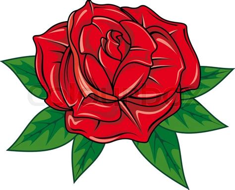 Rose Cartoon Red Rose In Cartoon Style For Tattoo Dsign