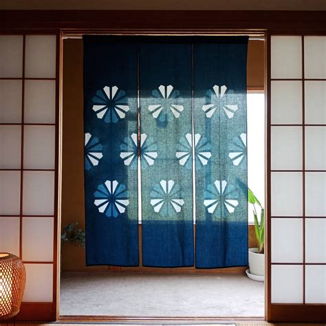 Aizome Noren Japanese Door Curtain Shibori Room Divider Etsy
