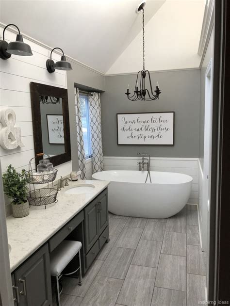 For a clean look, arrange bathroom storage canisters in a tray for your cotton balls, tissues, cotton swabs and other personal items. grey bathroom decor pinterest in 2020 | Small bathroom ...