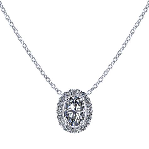 Oval Diamond Halo Necklace Jewelry Designs