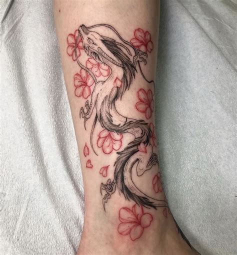 Dragon Tattoo With Cherry Blossom Dragon Tattoo With Flowers Flower