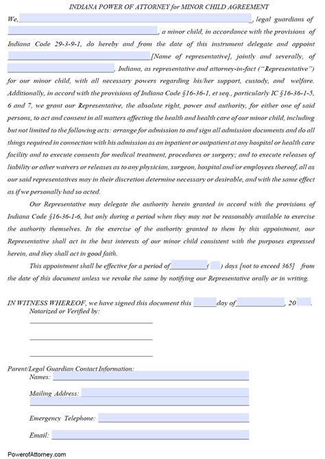Free Indiana Power Of Attorney Forms Pdf Templates
