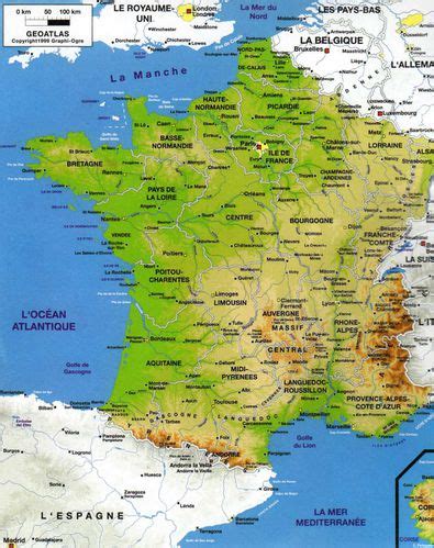 Cartes gratuites des régions et départements de france. Cartes de France (régions, villes, fleuves, massifs ...