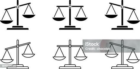 Vector Icon Set Depicting Scales Representing Comparison Fairness And
