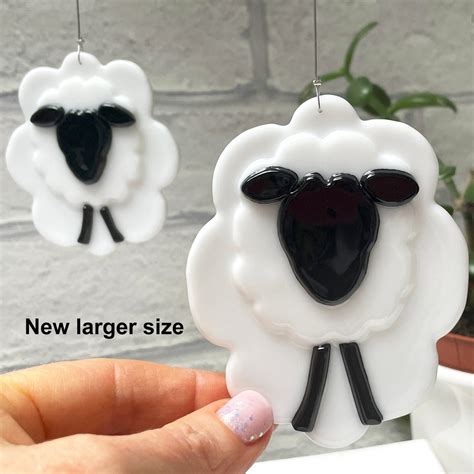Fused Glass Sheep Ornament Hanging Decoration T For Farmer Or