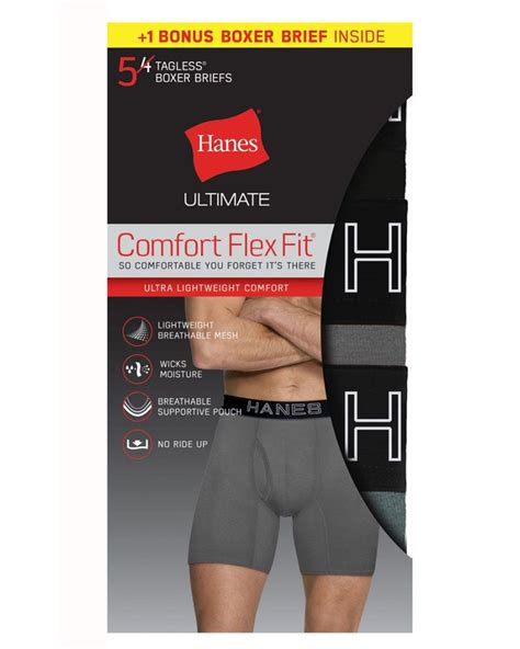 Hanes Uwbb5a Ultimate Mens Comfort Flex Fit Breathable Mesh Boxer Briefs Assorted 5 Pack 4 1