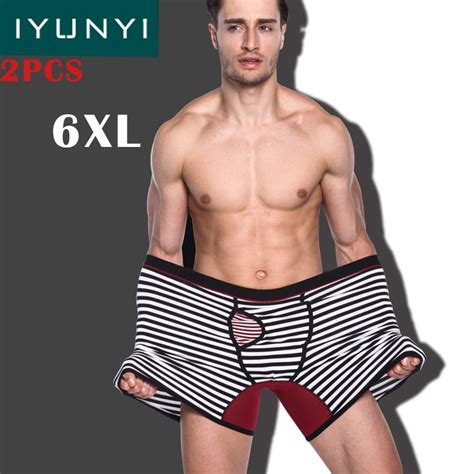 Iyunyi 2pcslot Plus 6xl Fashion Male Underwear Striped Boxer Shorts
