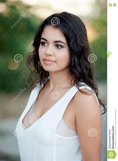 Beautiful Brunette Girl Relaxing In The Park Stock Image Image Of