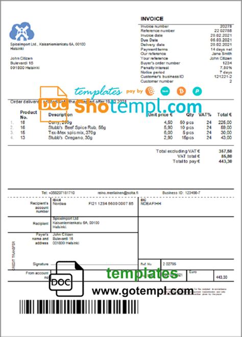 Doctempl Editable Document Templates Invoice Template Templates
