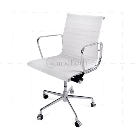 Each shell is made up of 7 layers of molded plywood, though the original chair was designed with only 5. Office Chair Low Back Ribbed White Leather