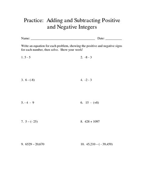 10 Positive And Negative Exponents Worksheet