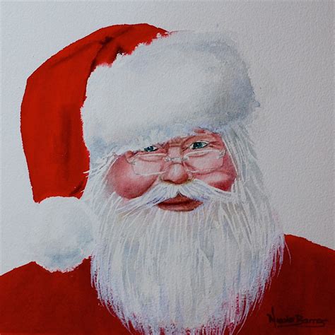 Santa Claus Wall Art Print Watercolour Painting 8x8