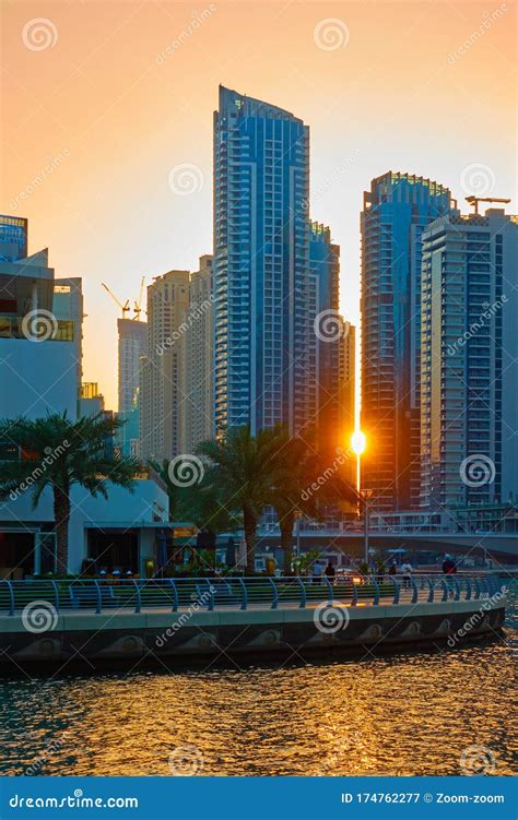 Dubai Marina At Sunset Stock Image Image Of Buildings 174762277