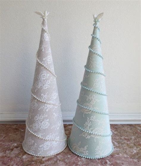Set Of 2 Paper Mache Christmas Tree Cone By Enchantedrosestudio 5300