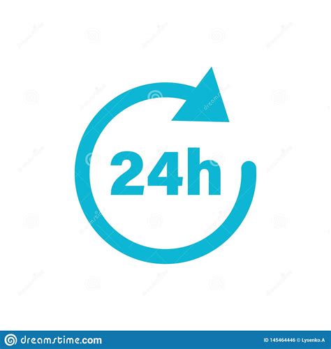 24 Hours Clock Sign Icon In Flat Style Twenty Four Hour Open Vector