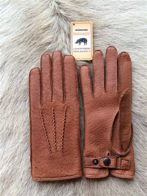 Peccary Leather Gloves With Cashmere Lining Mens Winter