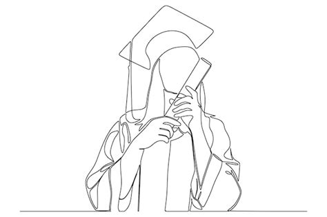 Premium Vector Continuous Line Drawing Of Young Female University