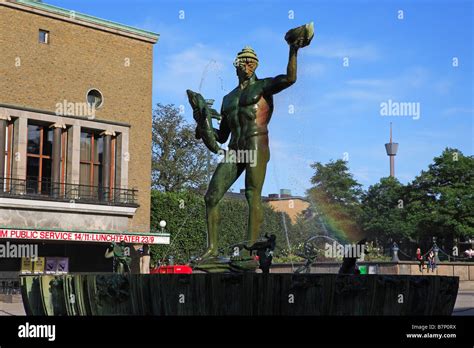 Sweden Gothenburg Gotaplatsen Statue Of Carl Milles Poseidon In