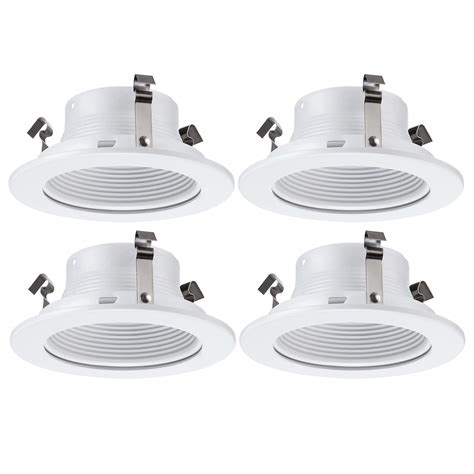 4 Pack 4 Inch Recessed Can Light Trim With White Metal Step