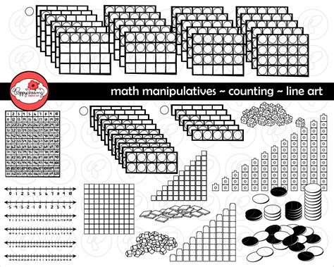 Math Manipulatives Counting Line Art Clipart Mega Bundle Set Etsy Sweden