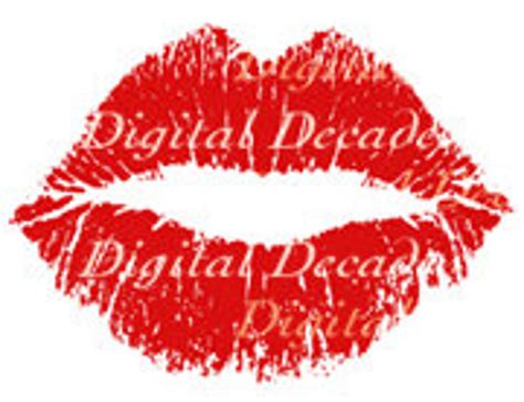 Red Hot Woman Lips Big Wet Kiss Mouth Smooch Pucker Digital Etsy