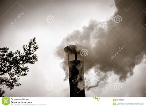 Small Chimney With Lot Of Smoke Pollution Cloud Stock Photo Image Of