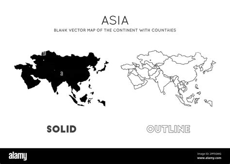 Asia Map Blank Vector Map Of The Continent With Countries Borders Of