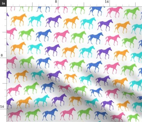 Rainbow Ponies Fabric Pony Club By Hexo Pony Horses Etsy