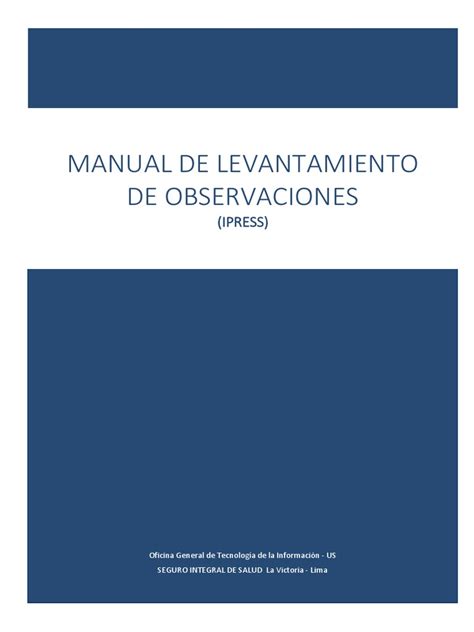 Manual Levantamiento Observaciones Ipress Multiple Pdf