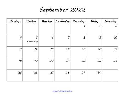 September 2022 Calendar Printable September Calendar Printable Blank