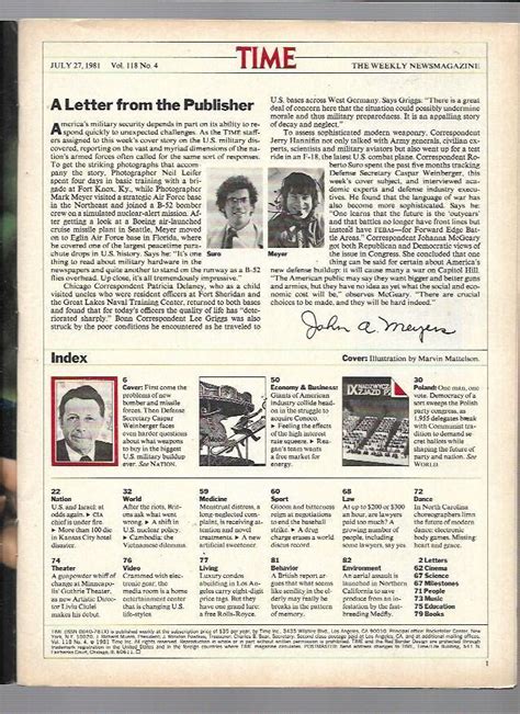 Time Magazine July 27 1981 How To Spend A Trillion Caspar Weinberger