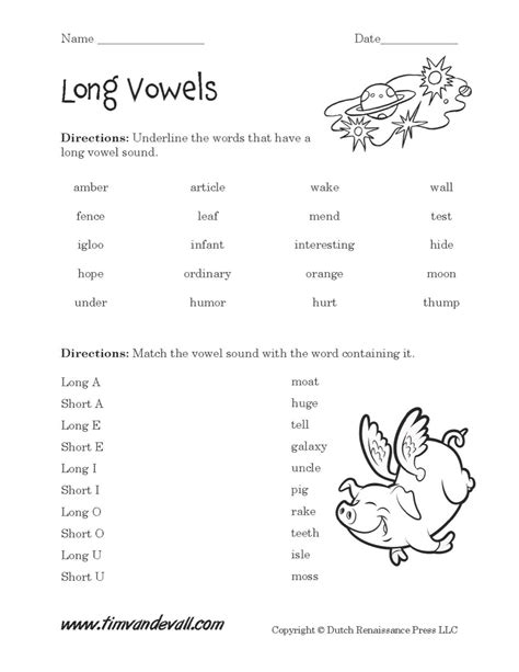 Long Vowels Worksheet 02 Tims Printables