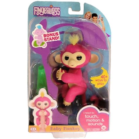 Fingerlings Baby Monkey Bella Pink Includes Bonus Stand Check