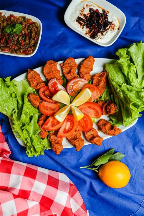 Cig Kofte A Raw Meat Dish In Turkish With Turkish Drink Stock Photo