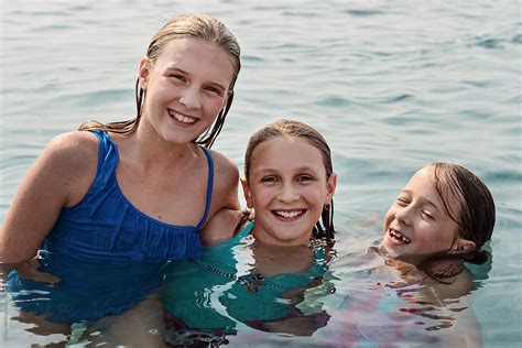 3 Girls In A Swimming Pool Or Could Be The Sea By Stocksy Contributor Gillian Vann Stocksy