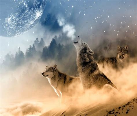wolves howling   moon beautiful wolves tapestry  inspired