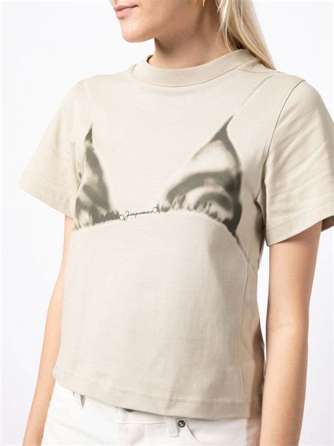 Jacquemus Le Tshirt Bikini Printed T Shirt In Neutrals Modesens