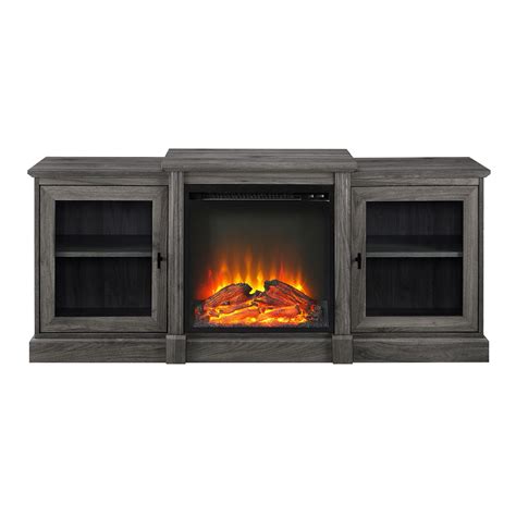 Inch Classic Tiered Top Fireplace Tv Console Slate Grey By Walker