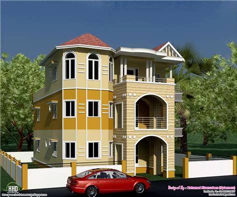 Eco Friendly Houses 3 Storey South Indian House Design
