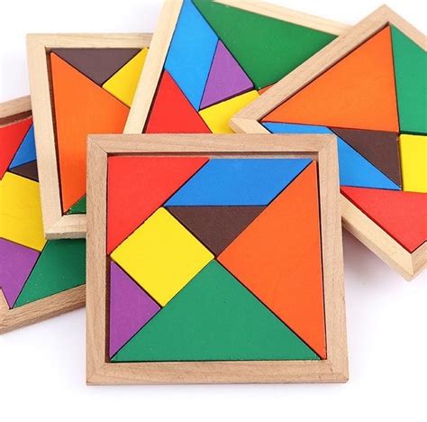 7 Pc Wooden Intelligence Game Wood Iq Puzzle Jigsaw Tangram Creative