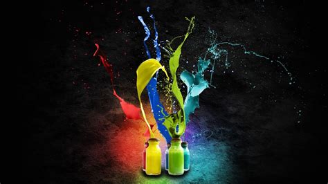 Digital Art Paint Splatter Colorful Bottles Splashes Texture