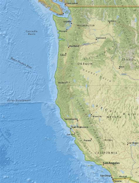 Us West Coast Map Us Geological Survey