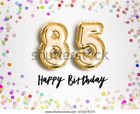 85th Birthday Celebration Gold Balloons Colorful Stock Illustration