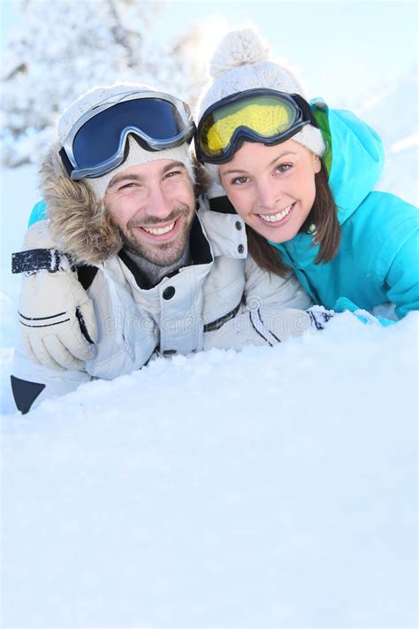 Cheerful Couple Having Fun On Ski Slopes Stock Image Image Of Blue Recreation 49464623